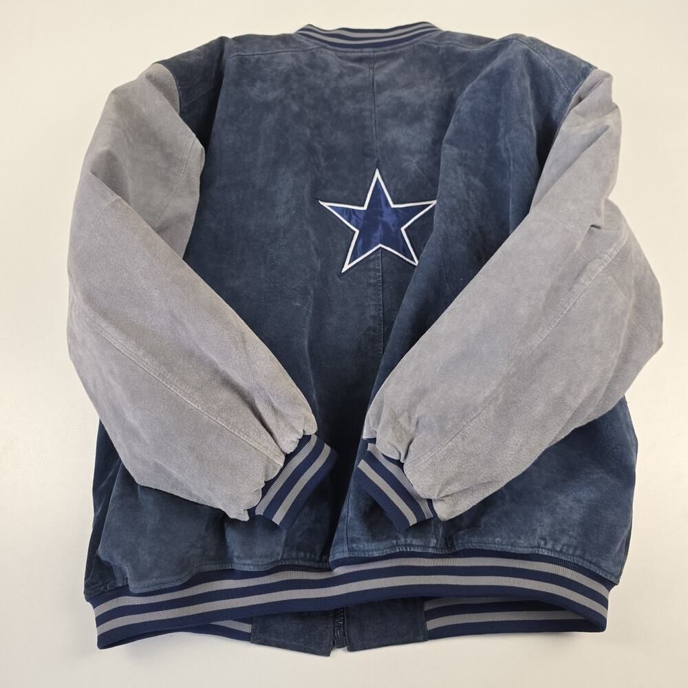 Vintage 90s Dallas Cowboys Pro Player Suede LeatherJacket Men's 2XL Two Tone‎ - Picture 11 of 13